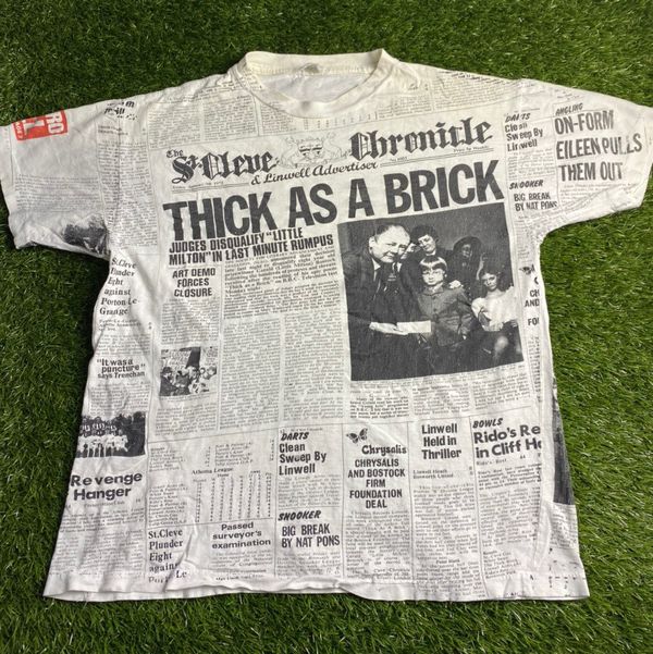 Vintage VTG Jethro Tull Thick as a brick all over print band tshirt ...