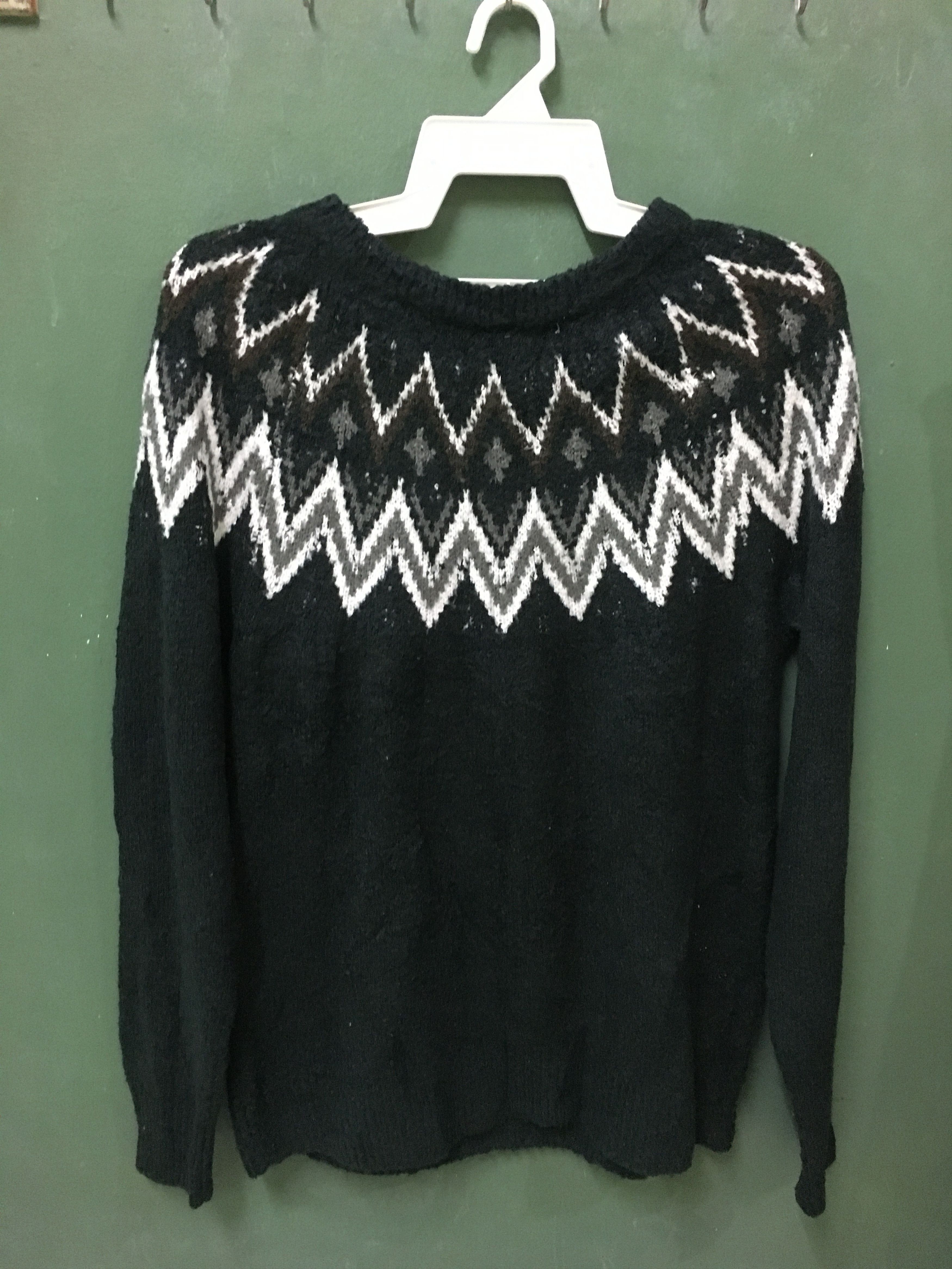 Aran Isles Knitwear × Japanese Brand TAKAIQ Fair Isle Argyle Pullover Dropshoulder Knit Pattern Size US M / EU 48-50 / 2 - 2 Thumbnail