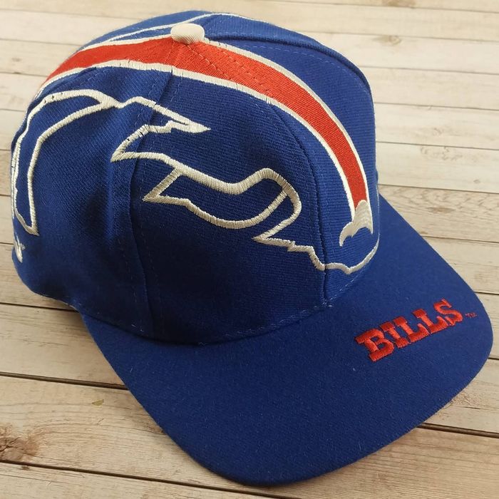 Vintage Vtg 90s Buffalo Bills The Game Big Logo Blue Snapback Hat 