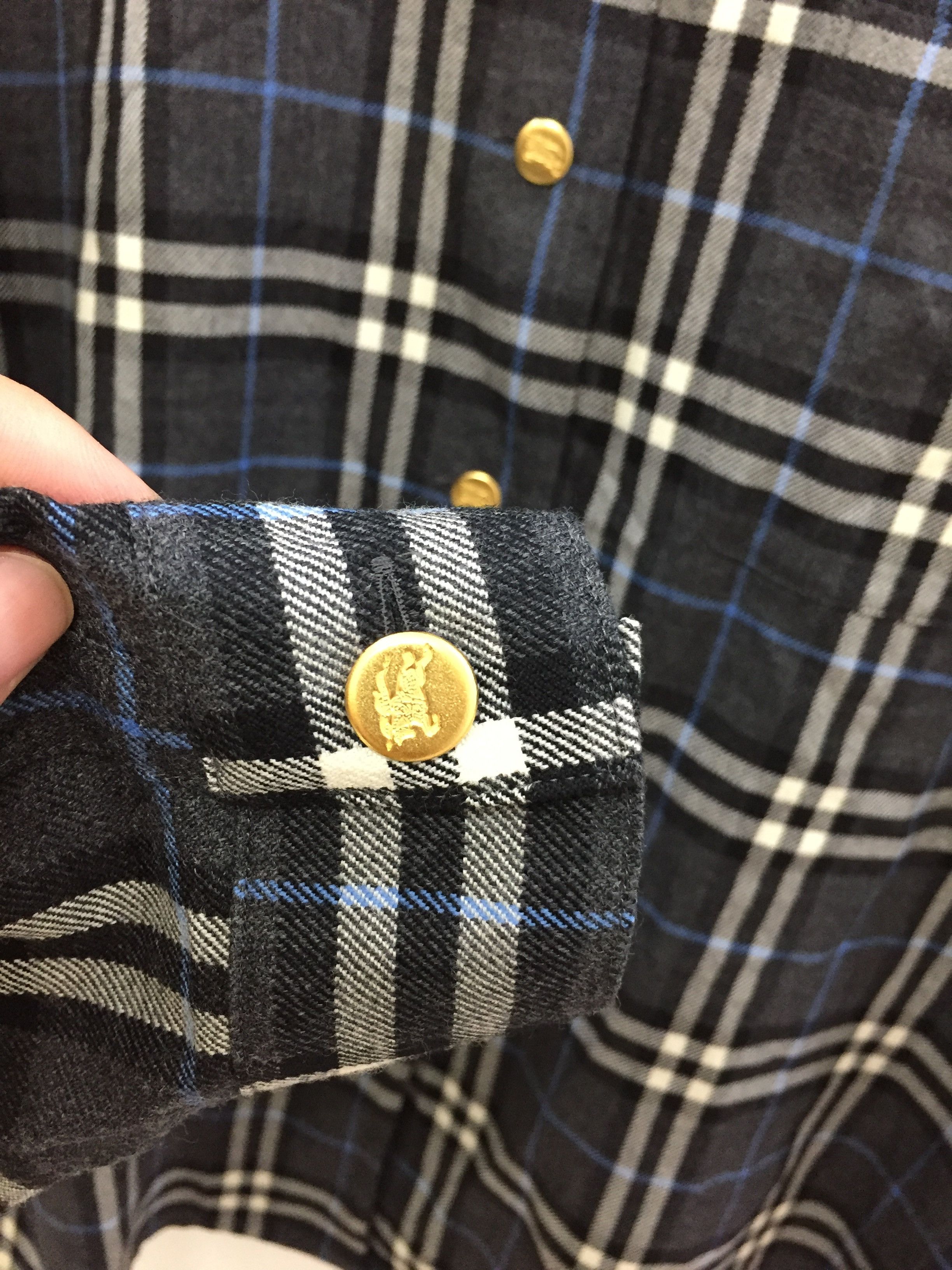 Burberry × Vintage 90s Burberry nova check oversize gold button 100% wool shirt Size L / US 10 / IT 46 - 7 Thumbnail