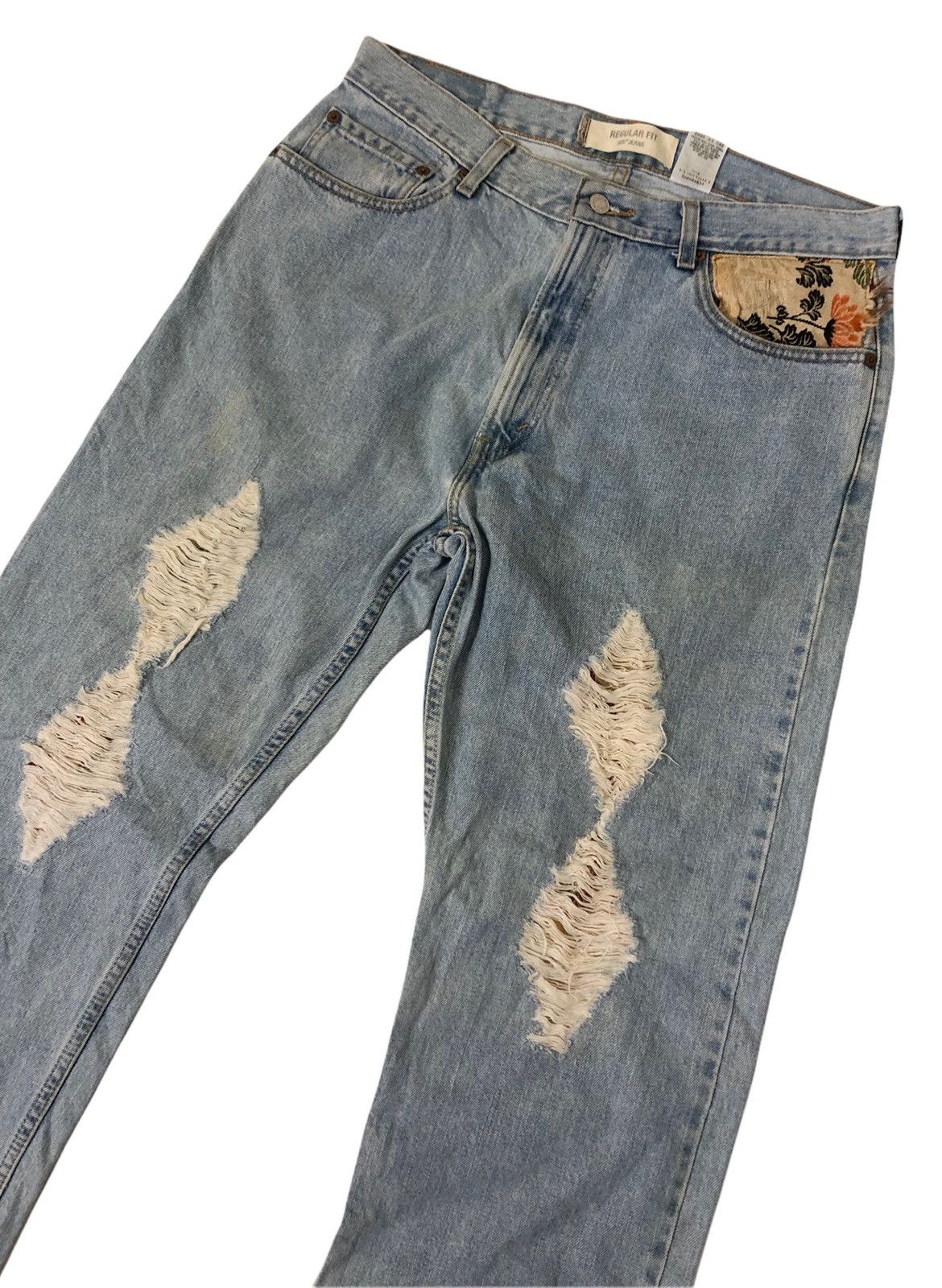 Levi's Levis 505 Distressed Denim Jeans Size US 35 - 5 Thumbnail
