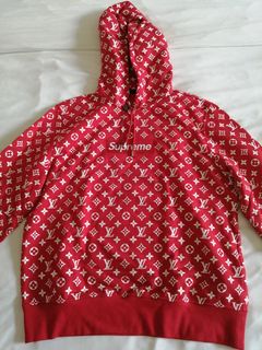 Pre-owned Louis Vuitton Supreme Lv Box Logo Hoodie Hooded Sweatshirt Sz Xl  Rare Authentic In Red