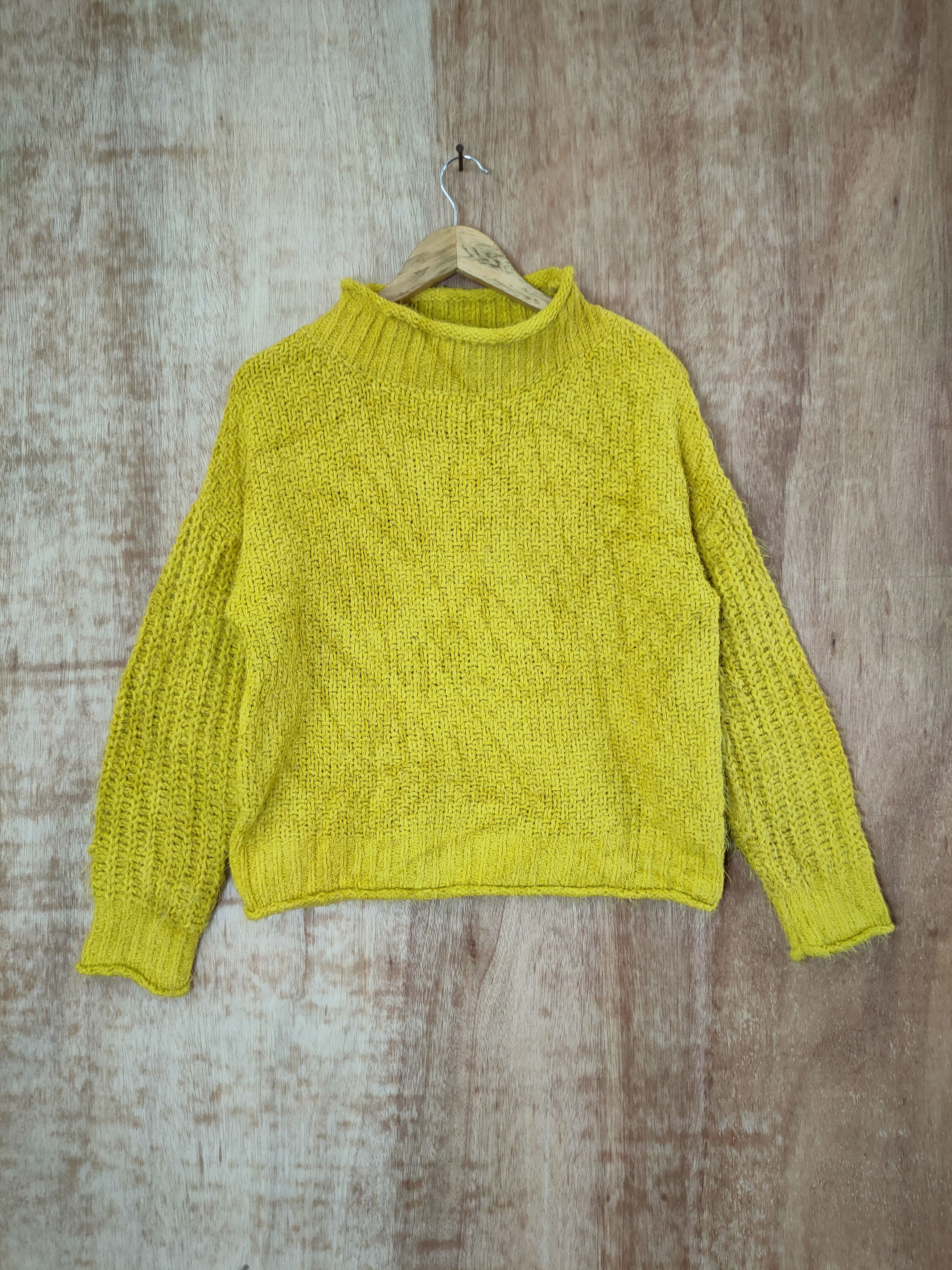 Homespun Knitwear DL Chez Toi yellow mohair knitwear streetwear #46-457 Size US M / EU 48-50 / 2 - 1 Thumbnail