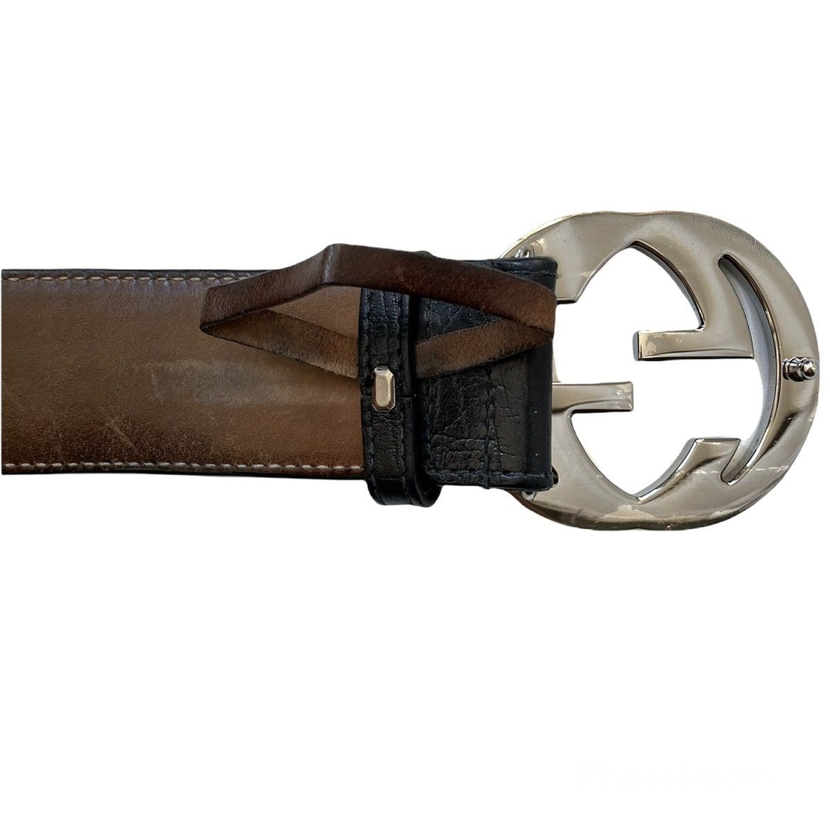 Gucci GUCCI STRIP RED GREEN LEATHER BELT WEB SILVER INTERLOCKING Size 36 - 5 Thumbnail