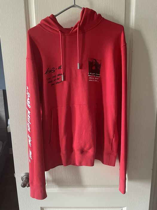 Off white red mona lisa hoodie hot sale