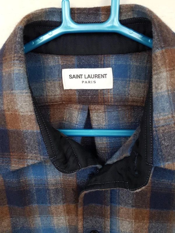 Saint Laurent Paris AW13 Blue Brown Plaid Wool Flannel Size US M / EU 48-50 / 2 - 5 Thumbnail