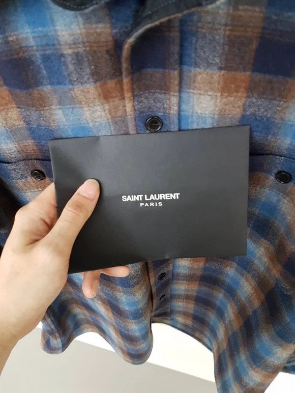 Saint Laurent Paris AW13 Blue Brown Plaid Wool Flannel Size US M / EU 48-50 / 2 - 4 Thumbnail