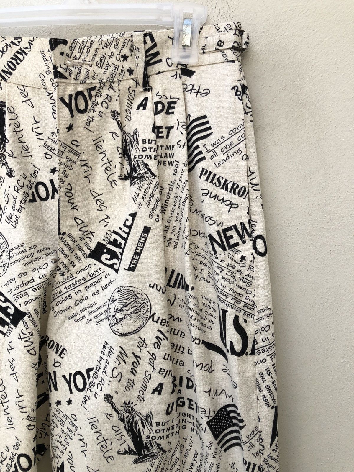 Vintage Vintage 80s Three Top Japan Old Newspaper Baggy Trouser Pant Size US 29 - 14 Thumbnail
