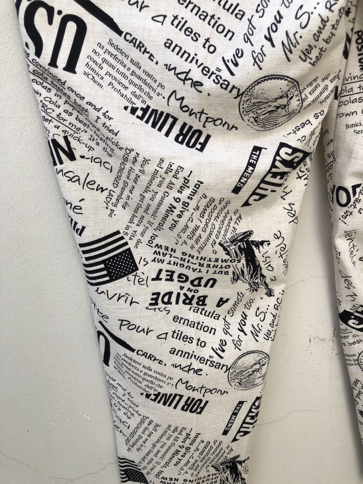 Vintage Vintage 80s Three Top Japan Old Newspaper Baggy Trouser Pant Size US 29 - 21 Thumbnail