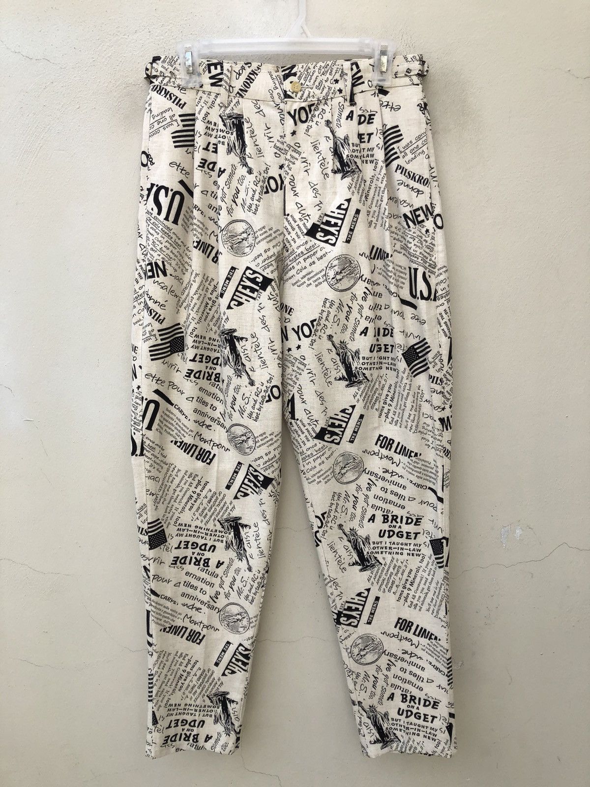Vintage Vintage 80s Three Top Japan Old Newspaper Baggy Trouser Pant Size US 29 - 6 Thumbnail