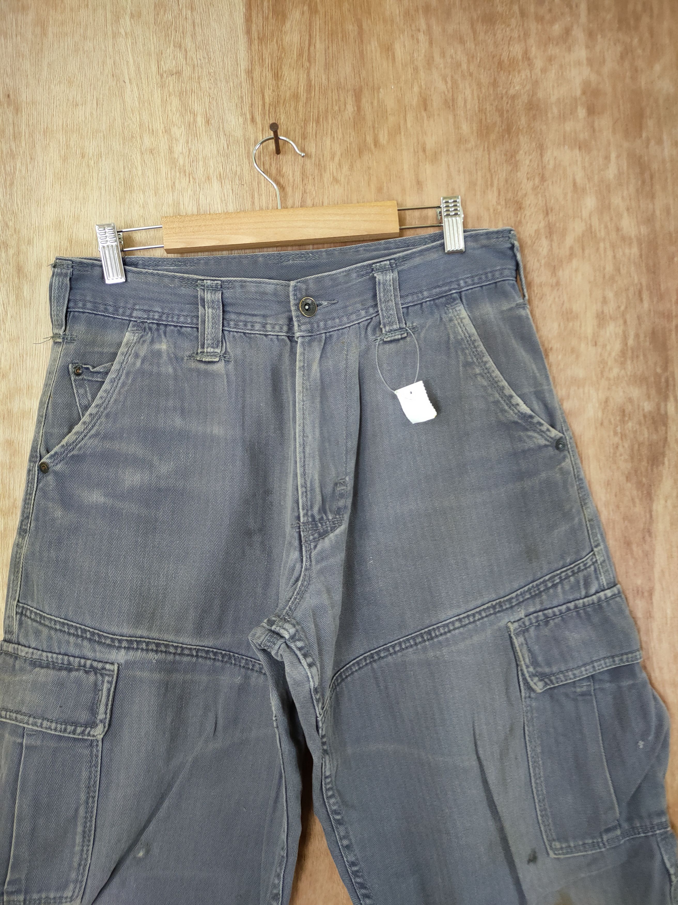 Japanese Brand DLL Evenriver thrashed faded distressed cargo pants #46-291T Size US 30 / EU 46 - 3 Thumbnail