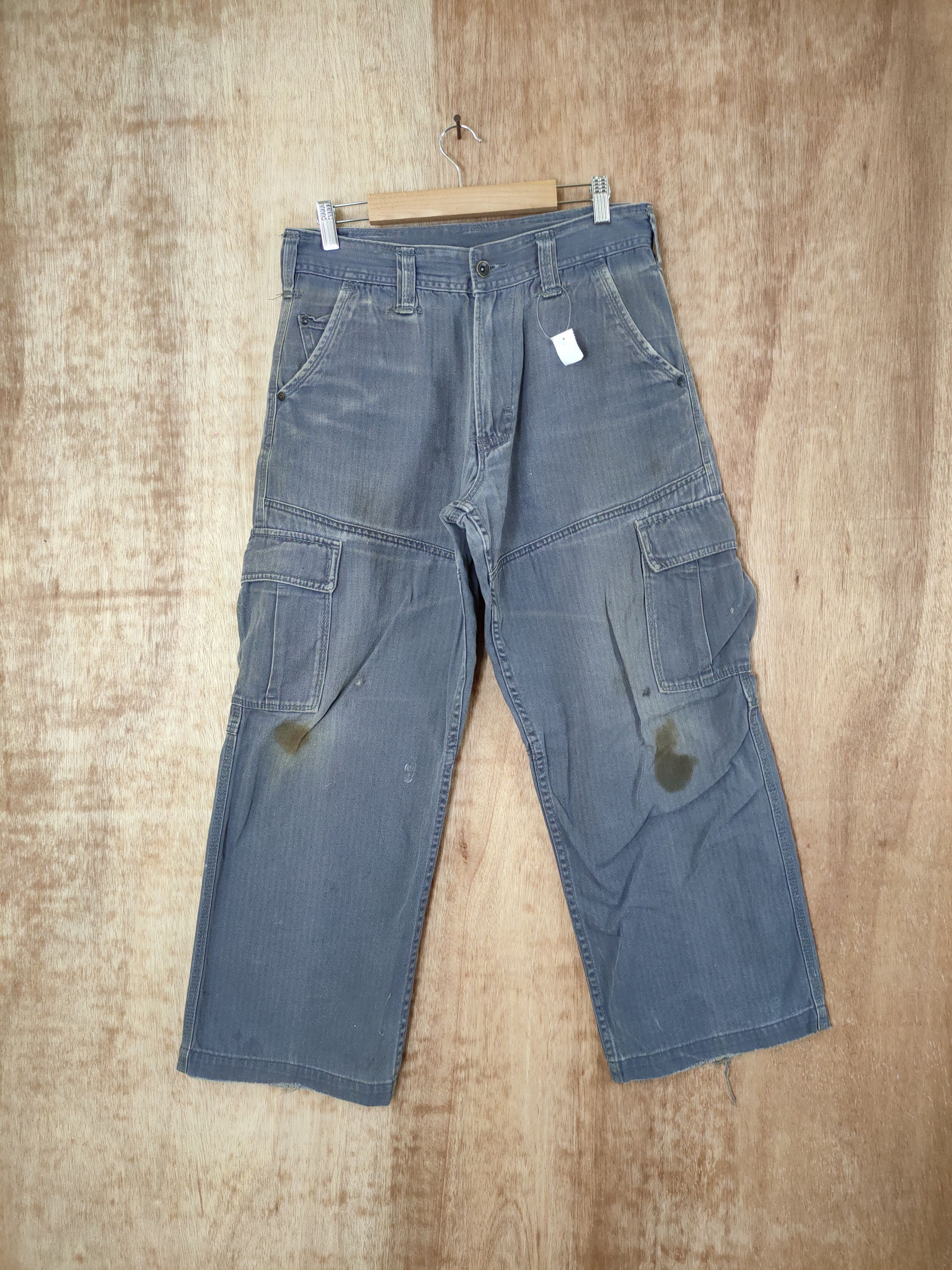 Japanese Brand DLL Evenriver thrashed faded distressed cargo pants #46-291T Size US 30 / EU 46 - 1 Thumbnail