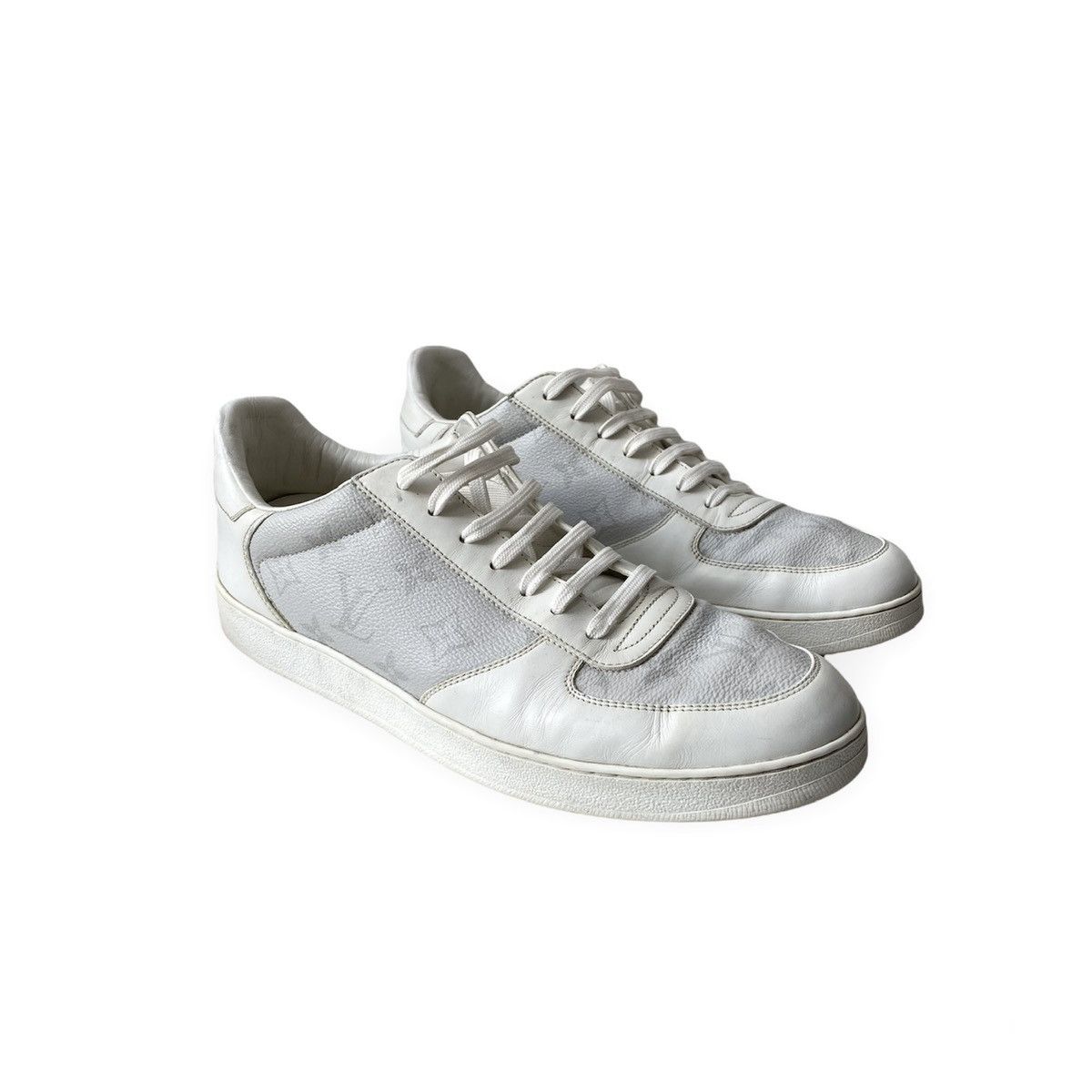 Louis Vuitton Men's White & Blue Monogram Leather Rivoli Sneaker