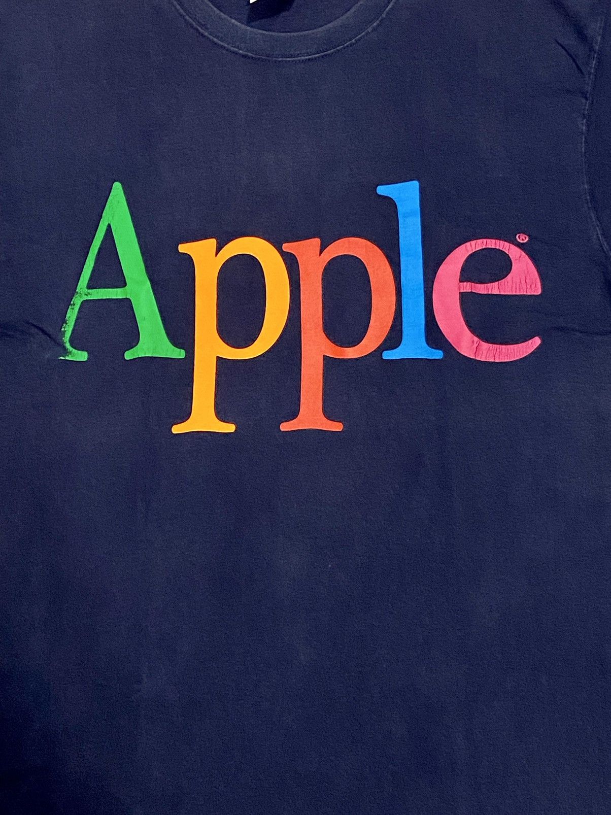 VINTAGE 90s APPLE LOGO SHIRT BLUE-L