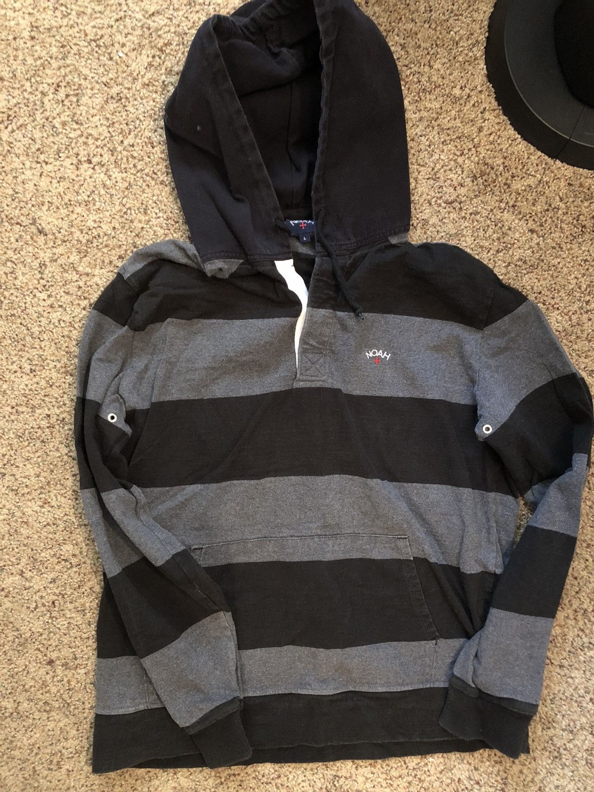 Buzzen Dk Cleptomanicx MÃ¶we Hoodie NOAH NYC HOODED STRIPED RUGBY 