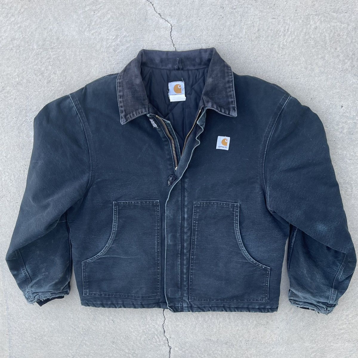 Vintage 90’s Faded & Distressed Quilted Canvas Jacket w/ Corduroy L Size US L / EU 52-54 / 3 - 1 Preview