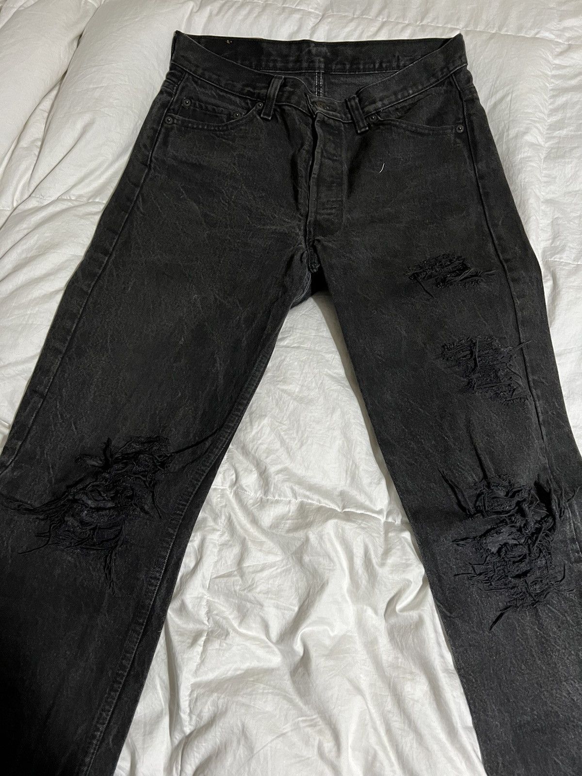 Levi's Vintage Distressed Levis 501 Black 30 Size US 30 / EU 46 - 2 Thumbnail