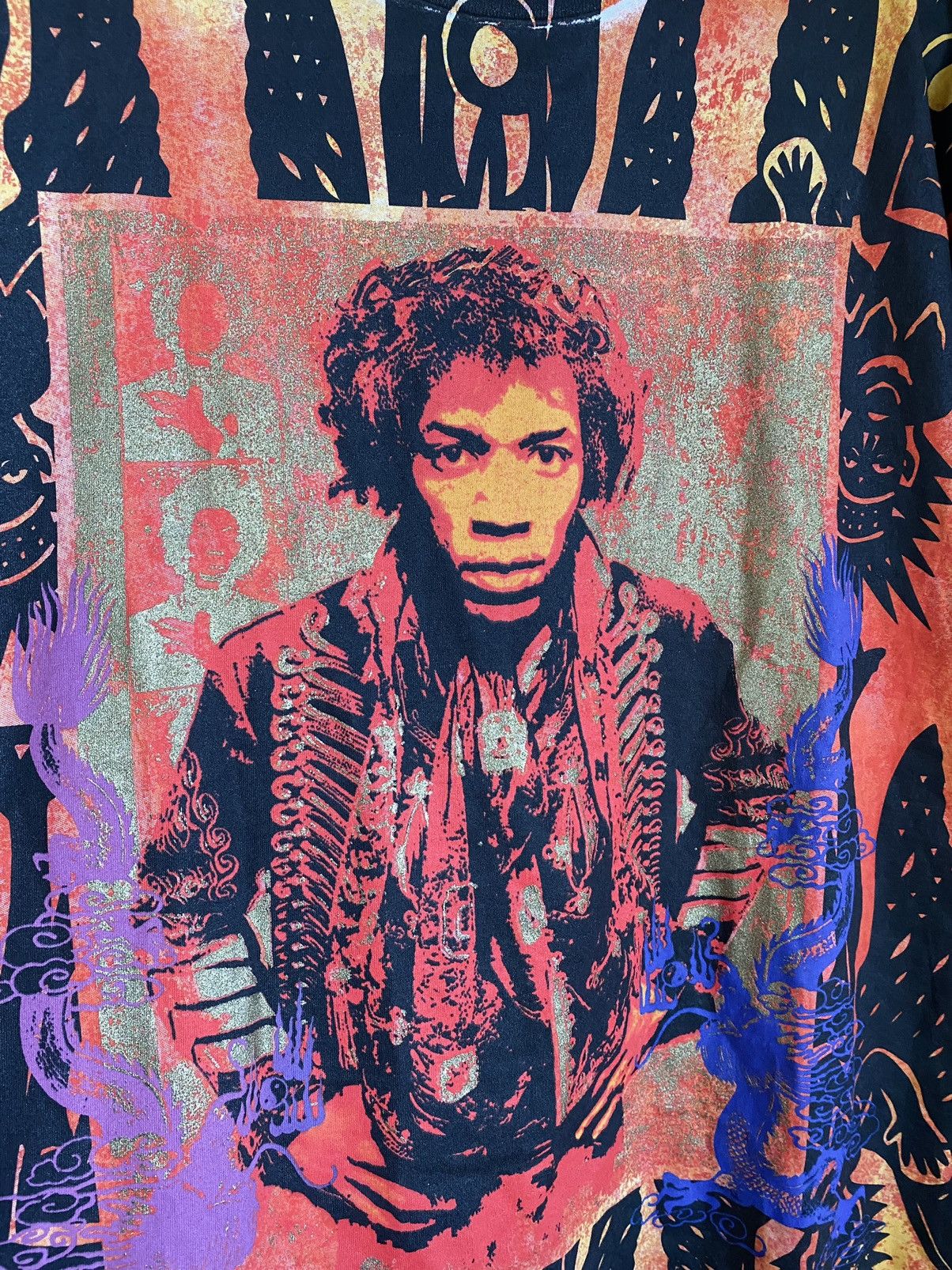Band Tees × Jimi Hendrix × Vintage Vintage 90s Jimi Hendrix All Over Print Tee Size US XL / EU 56 / 4 - 3 Thumbnail