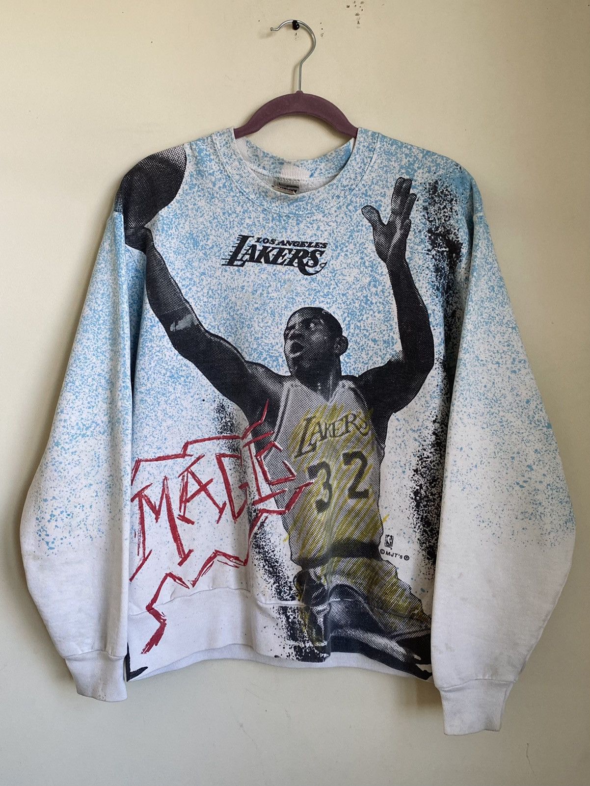 NBA × Vintage Vintage 90s Magic Johnson Lakers All Over Print Crewneck Size US L / EU 52-54 / 3 - 1 Thumbnail