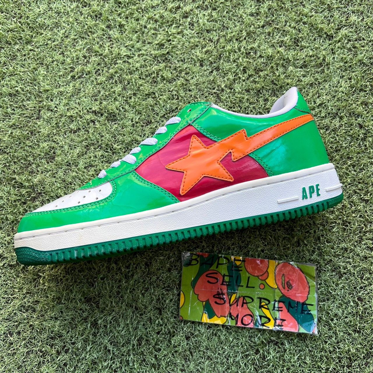 BAPE Sta Green/Red/orange patent leather