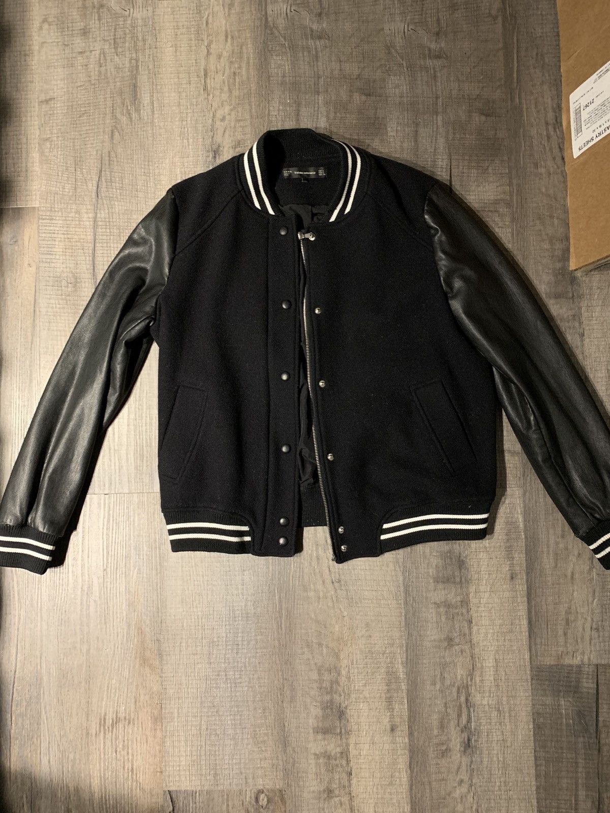 Zara Black Letterman Jacket Grailed