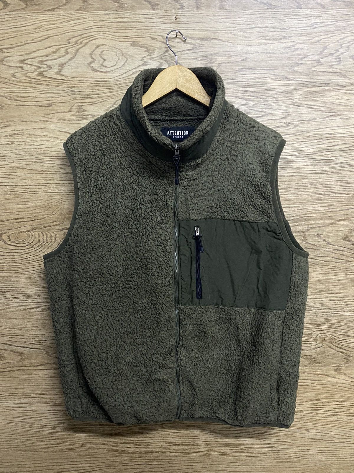 Japanese Brand Attention 328099 Olive Green Sherpa Fleece Vest – Outdoor Size US L / EU 52-54 / 3 - 1 Thumbnail