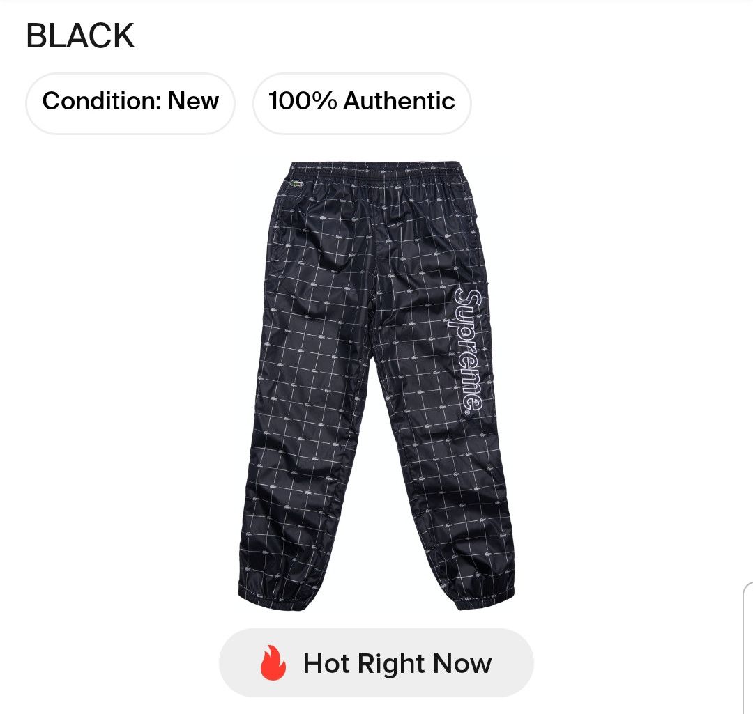 Supreme Supreme/LACOSTE Reflective Grid Nylon Track Pant | Grailed 