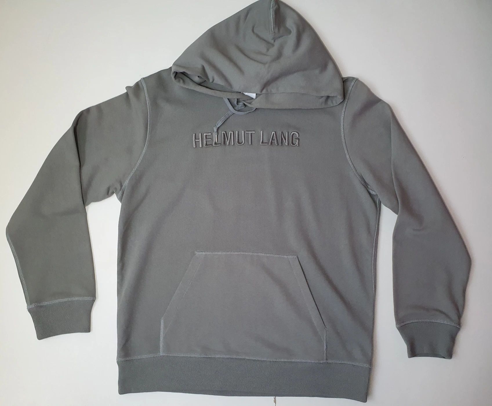 Helmut Lang Helmut lang embroidery grey hoodie | Grailed