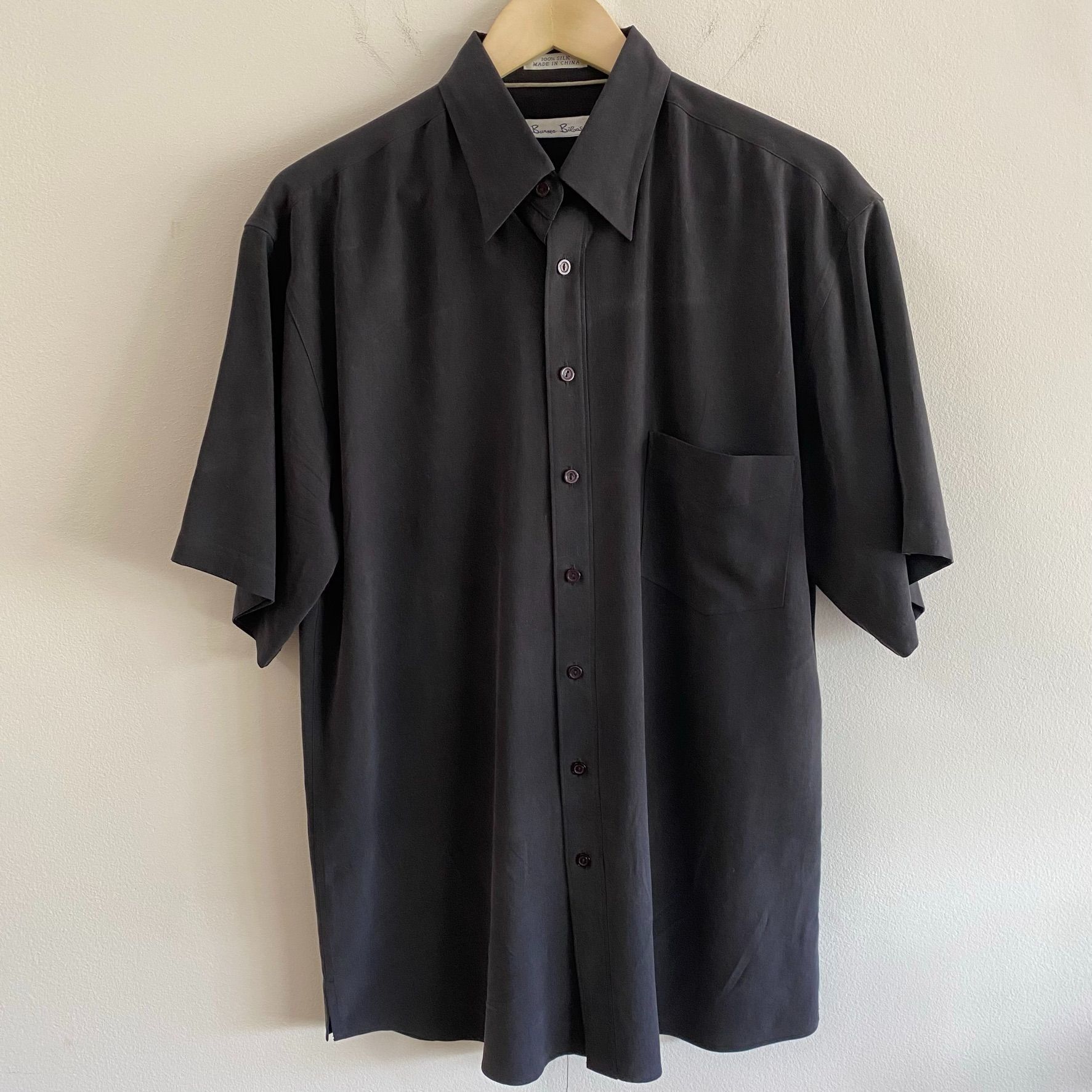 Vintage Burma Bibas Black Silk S/S Shirt | Grailed