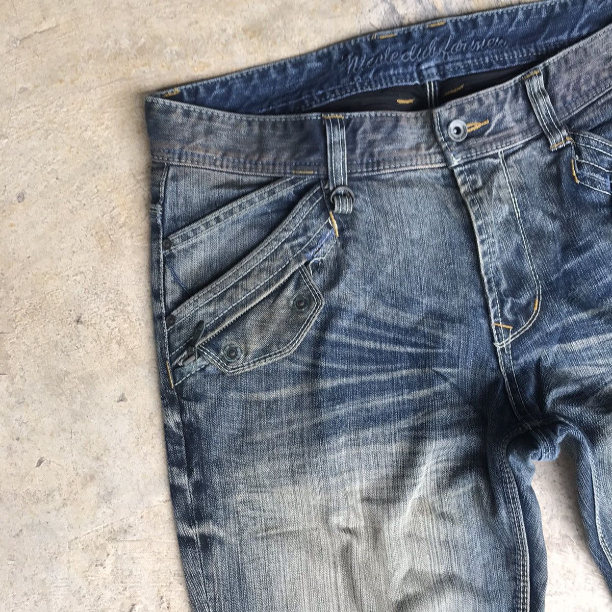 Japanese Brand Nicole Club For Men Denim Flares Bleach Size US 34 / EU 50 - 5 Thumbnail