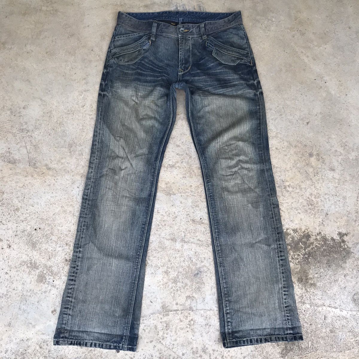 Japanese Brand Nicole Club For Men Denim Flares Bleach Size US 34 / EU 50 - 3 Thumbnail