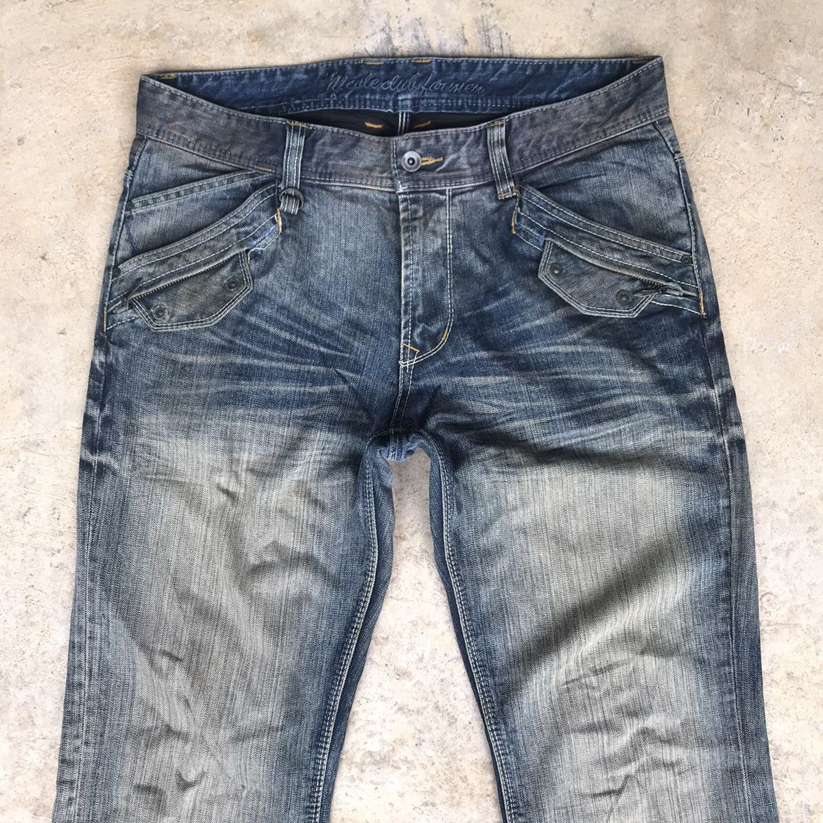 Japanese Brand Nicole Club For Men Denim Flares Bleach Size US 34 / EU 50 - 4 Thumbnail