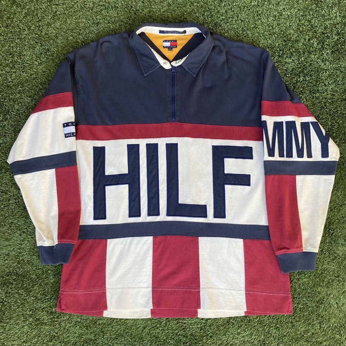 Tommy hilfiger 90s colorblock deals rugby shirt