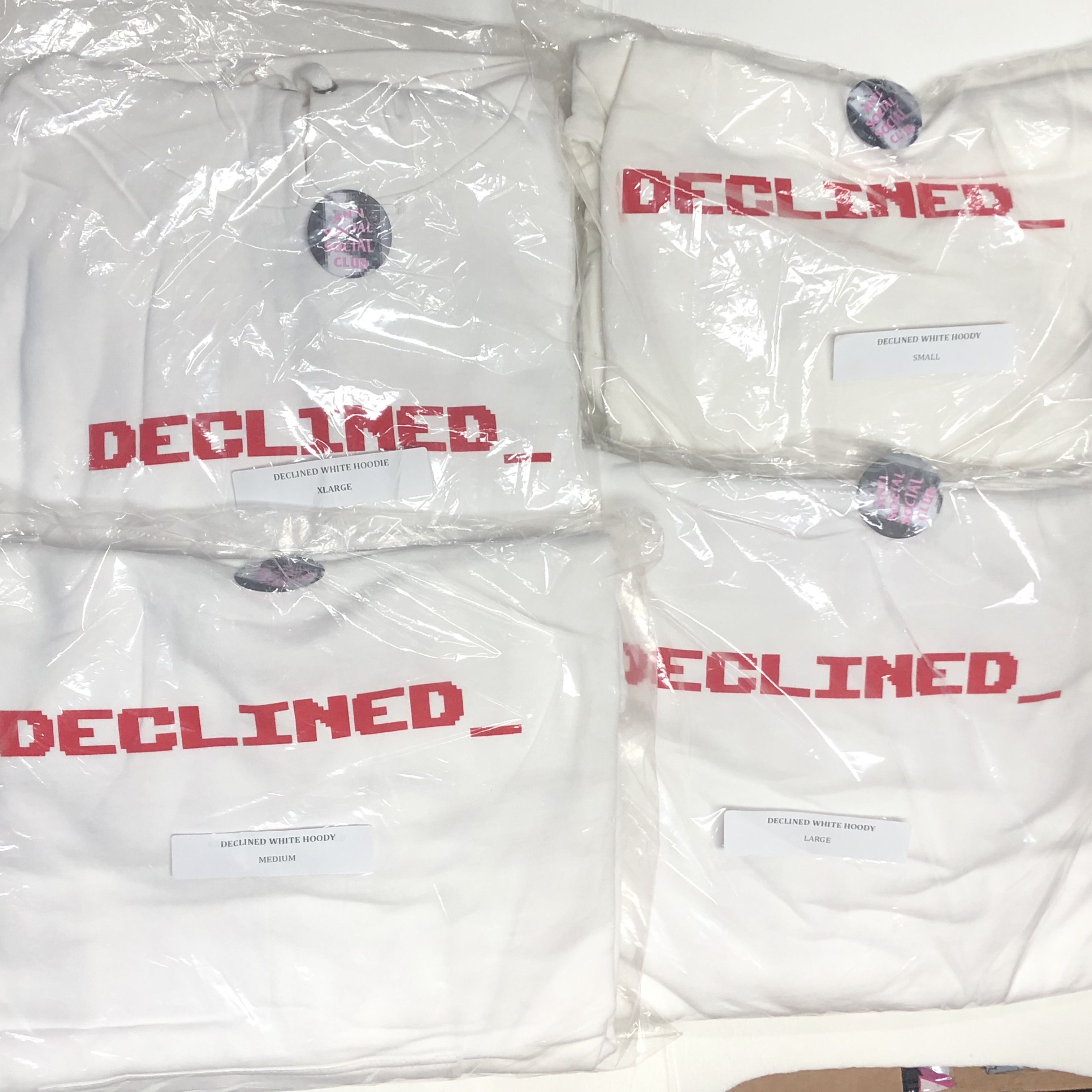 Anti Social Social Club DS Red ASSC Declined white hoodie Bape FTP FOG CDG KITH KAWS Size US XL / EU 56 / 4 - 7 Thumbnail