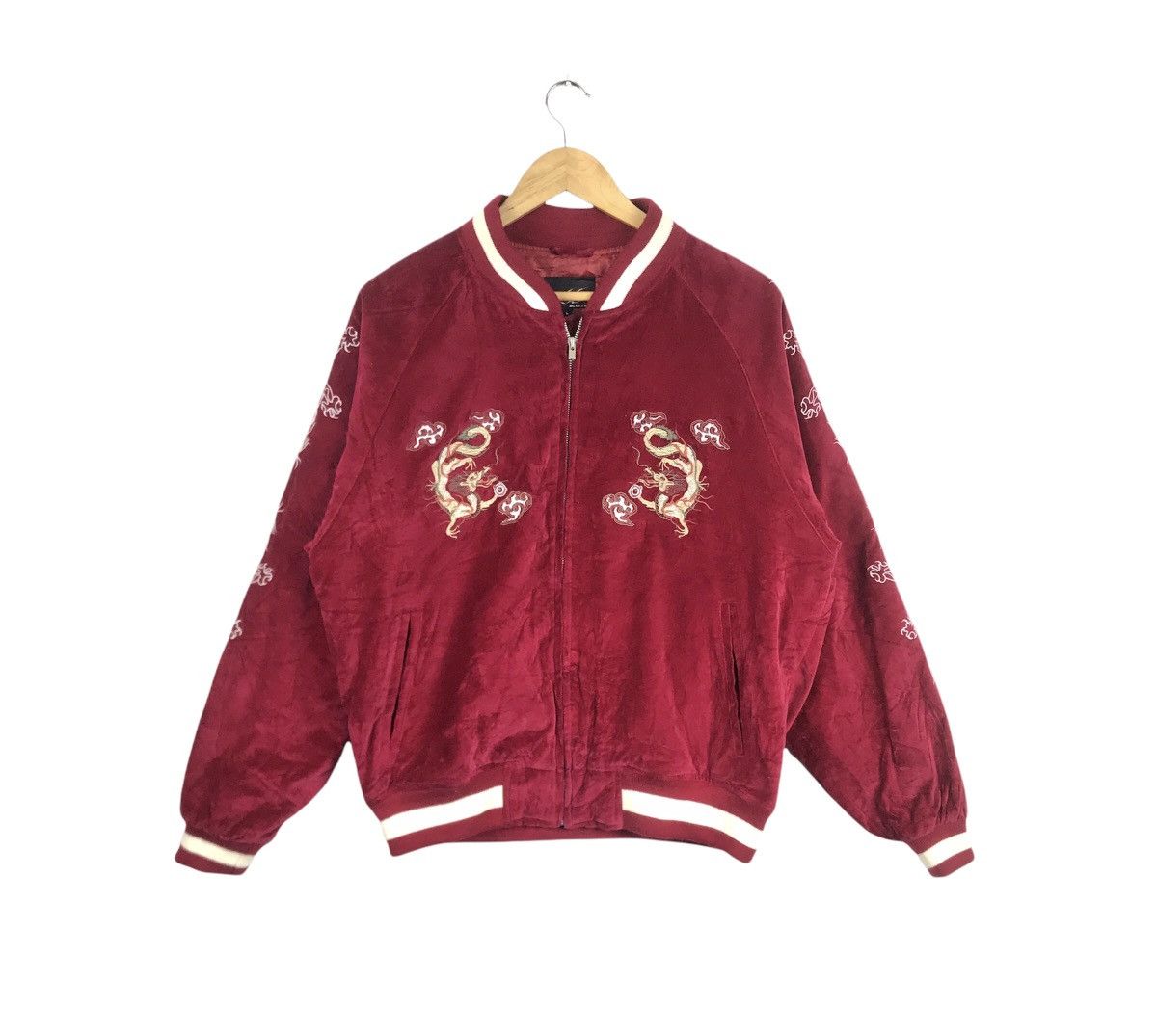 Japanese Brand Vintage Sukajan Dragon Souvenir Japan Zipper Velvet Jacket Size US L / EU 52-54 / 3 - 3 Thumbnail