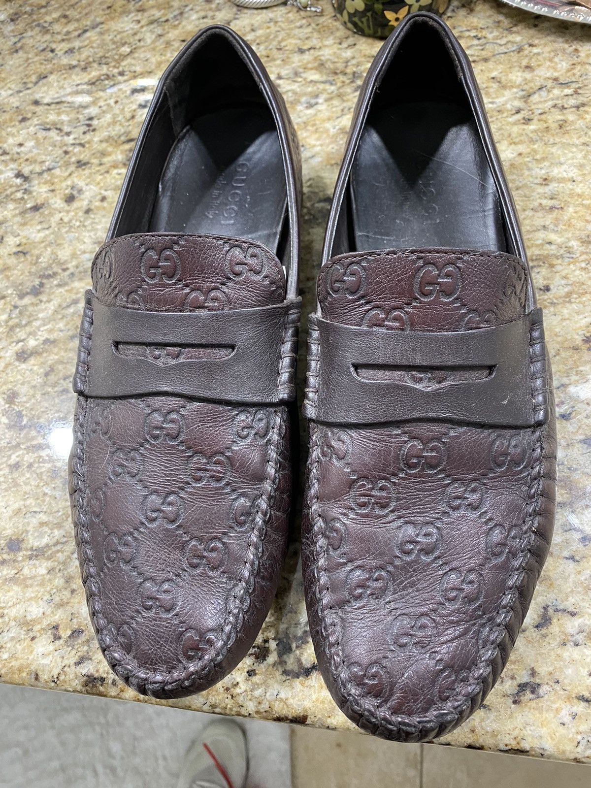 GUCCI San Marino Driving Shoe Gucci Interlocking G Leather Moccasin Driver Shoe Men Sz 10  main image 2