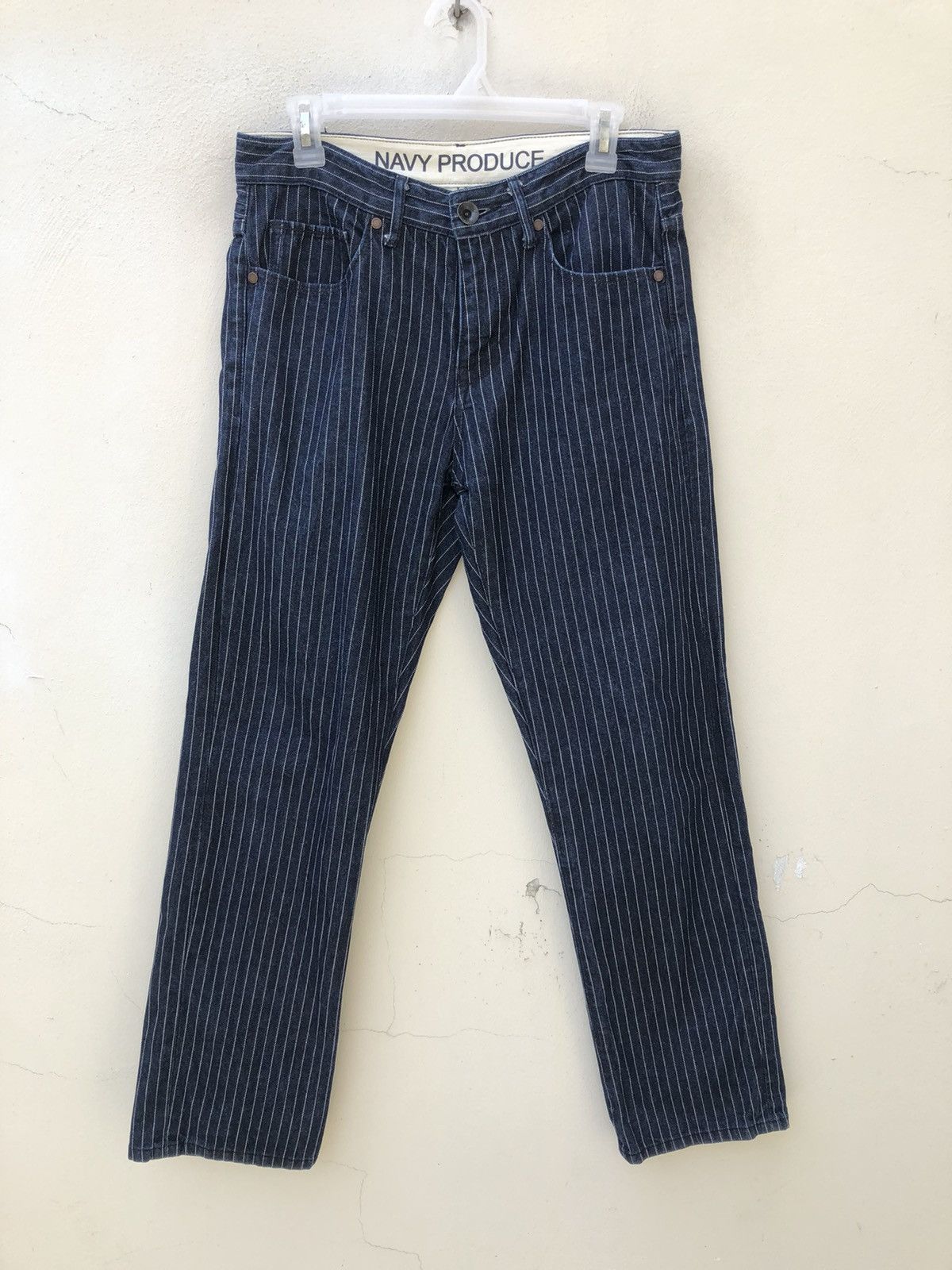 Vintage Navy Produce Japan Indigo Wabash Striped Jeans Size US 30 / EU 46 - 6 Thumbnail