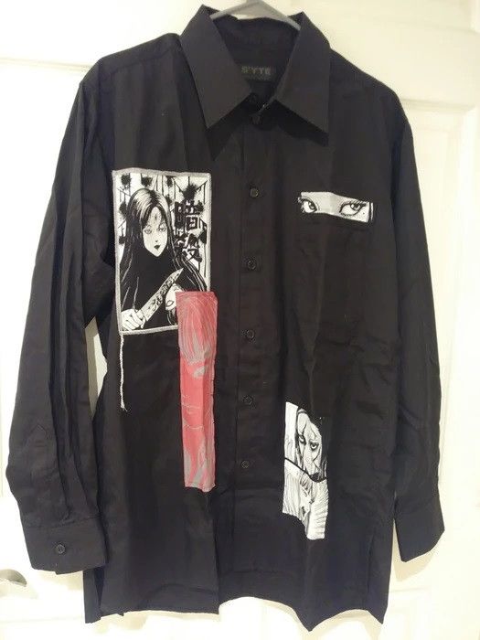 image of Y 3 x Yohji Yamamoto Yohji X Junji Manga Button Up in Black Mix, Men's (Size Large)