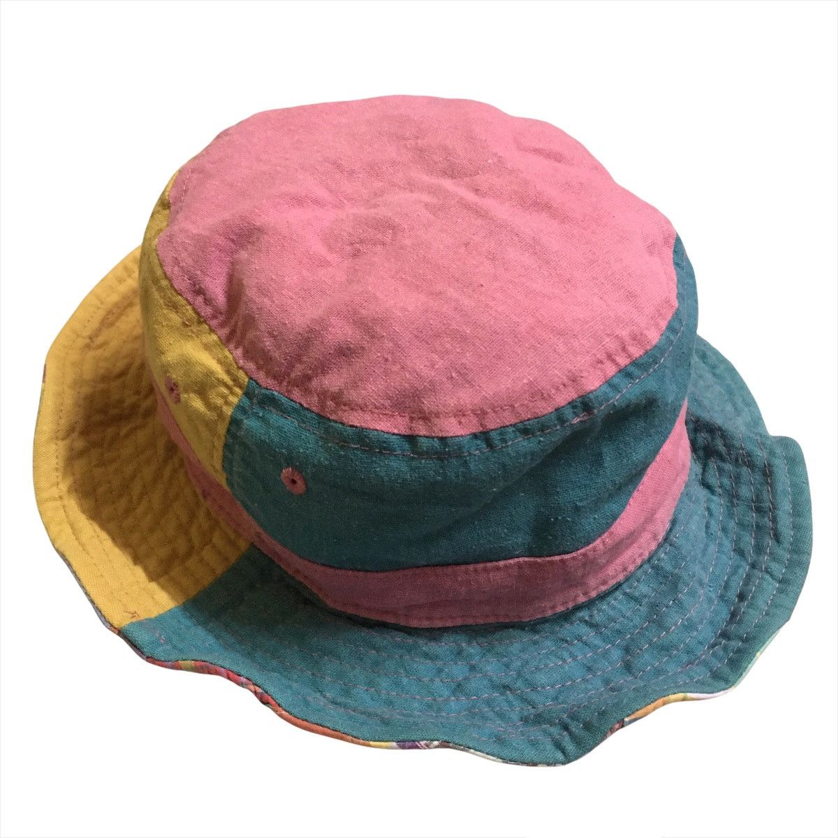 Japanese Brand Japanese Brand Patchwork Colour Block Reversible Bucket Hat Size ONE SIZE - 4 Thumbnail