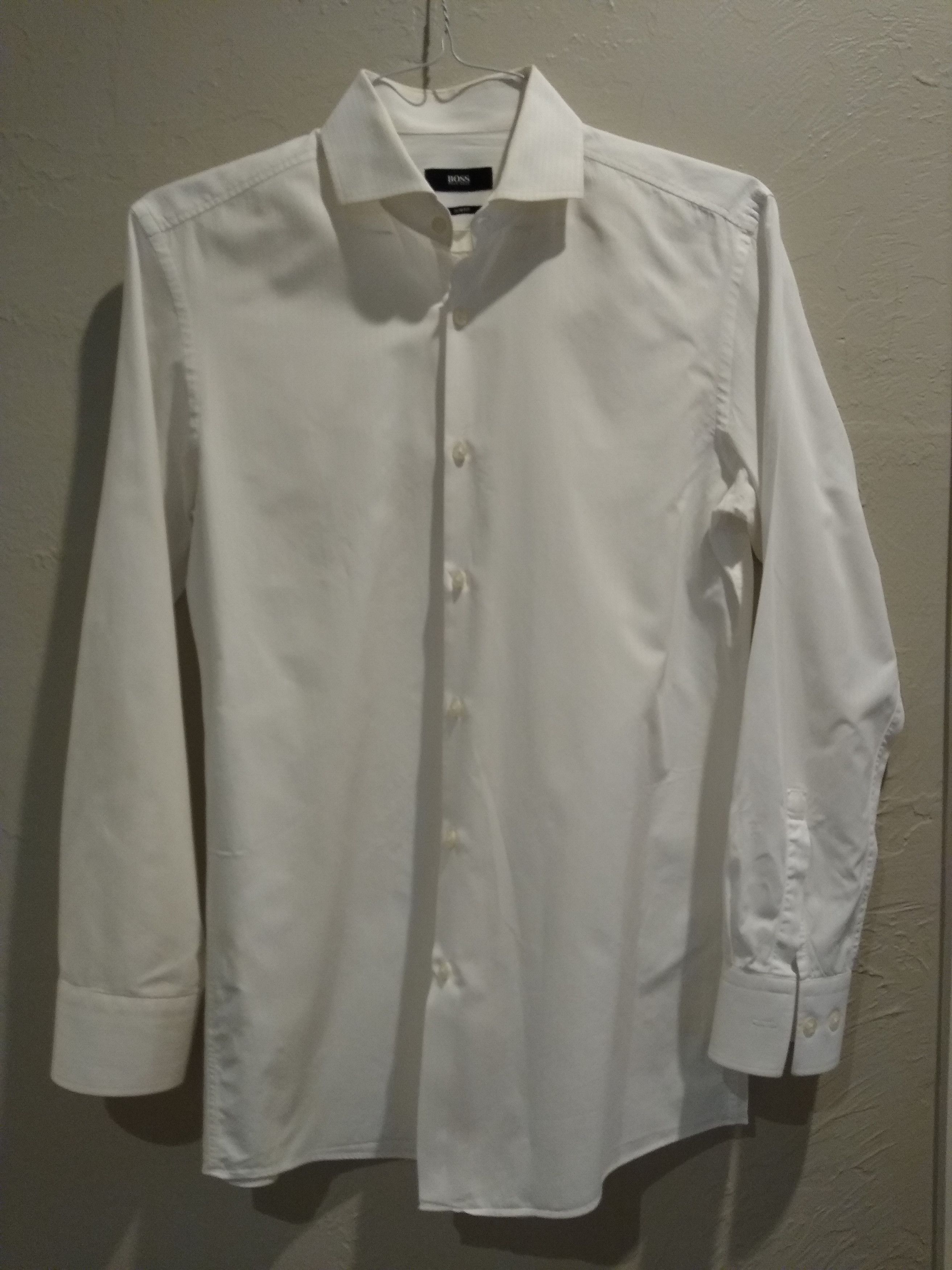 Hugo Boss 100% Cotton Spread Collar Dress Shirt Size US M / EU 48-50 / 2 - 1 Thumbnail