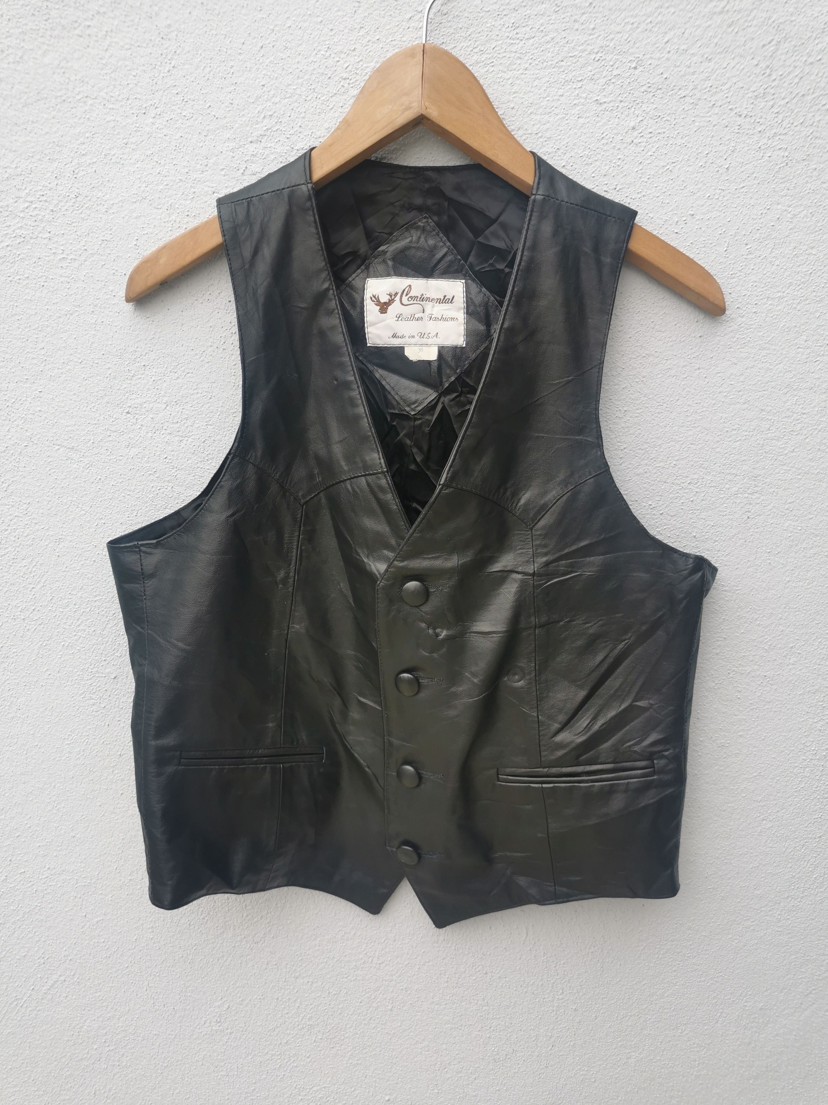 Genuine Leather Vintage Leather Vest Made in USA Size US S / EU 44-46 / 1 - 5 Thumbnail