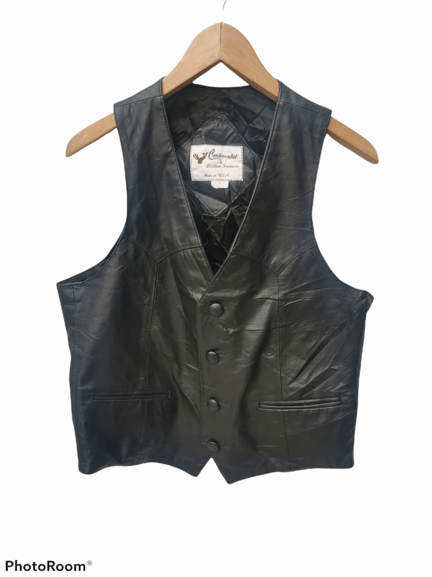 Genuine Leather Vintage Leather Vest Made in USA Size US S / EU 44-46 / 1 - 1 Thumbnail