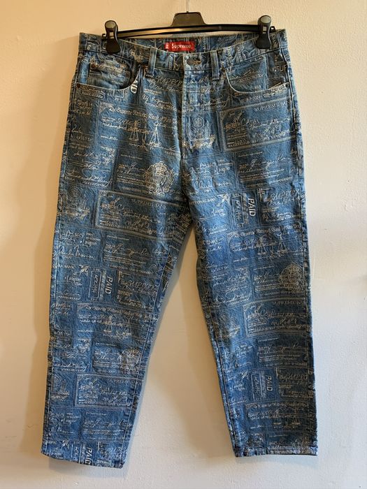 Supreme checks 2024 embroidered jeans