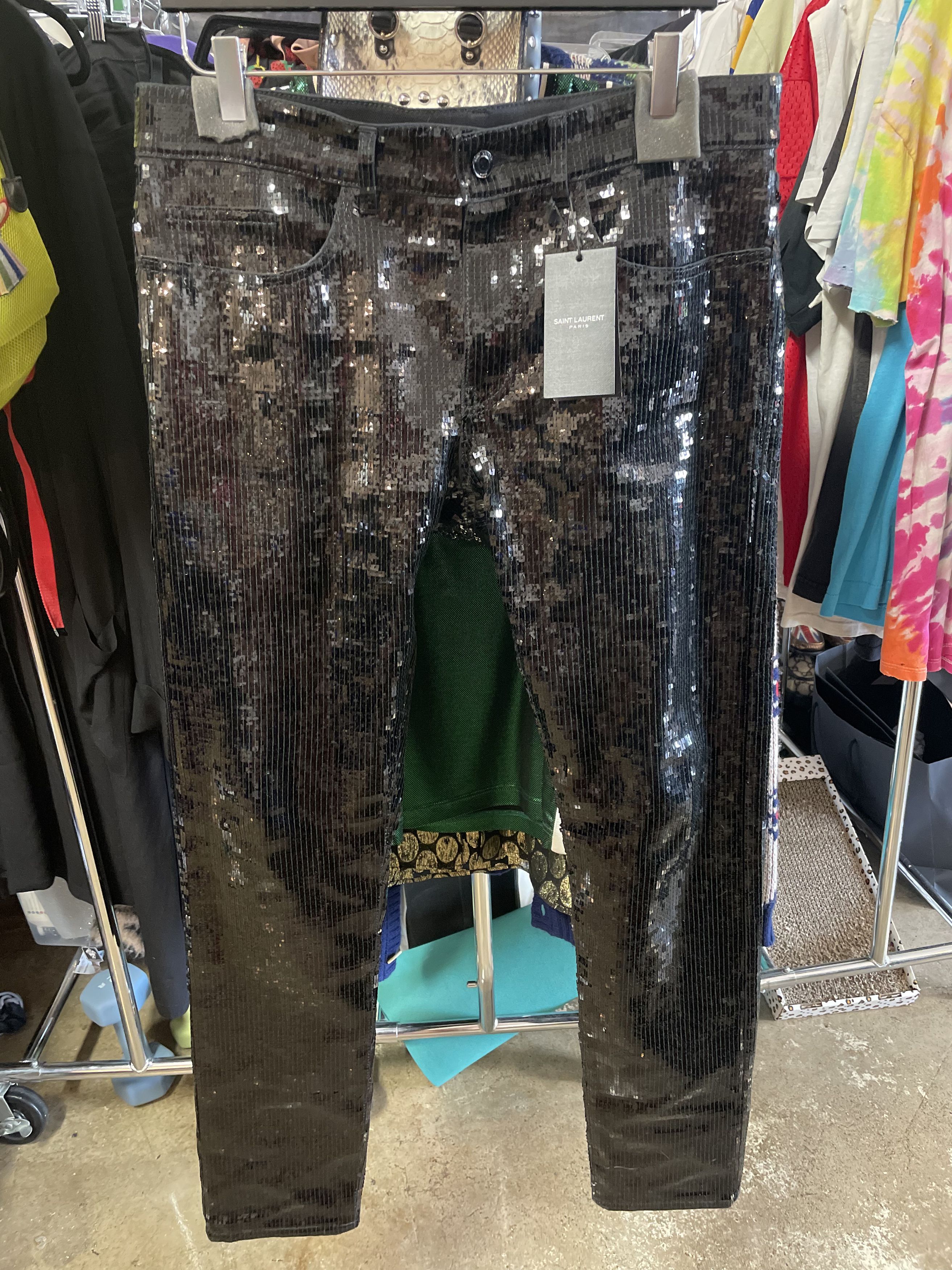 Saint Laurent Paris SLIM-LEG Sequined Jeans Size US 32 / EU 48 - 2 Thumbnail
