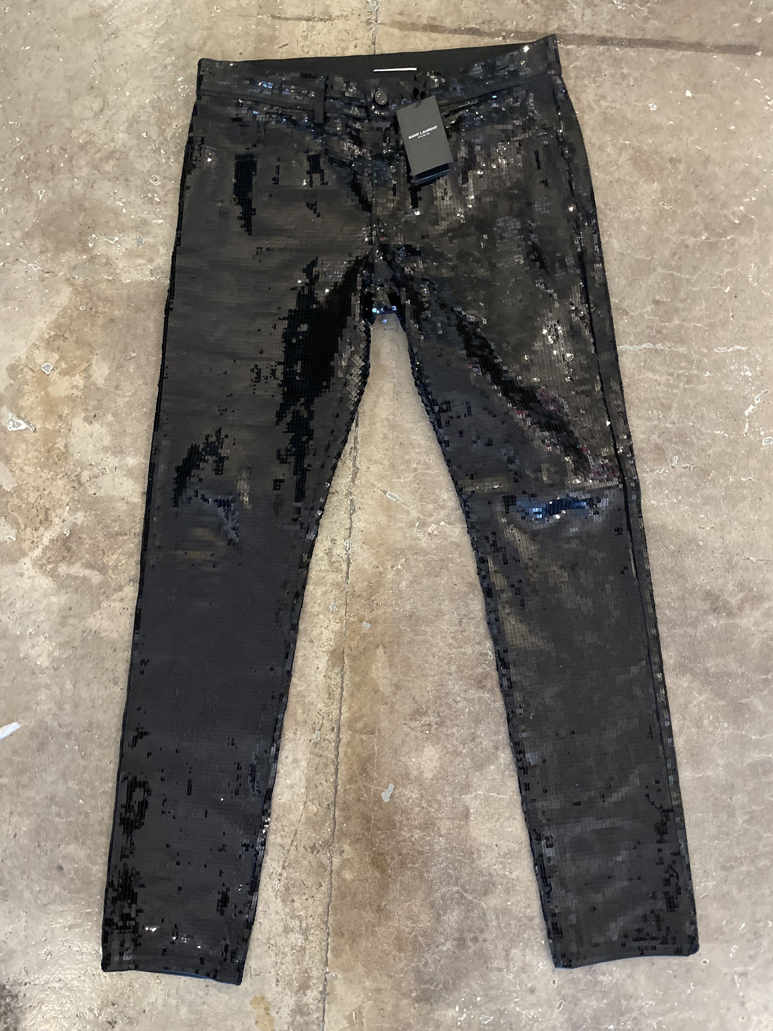 Saint Laurent Paris SLIM-LEG Sequined Jeans Size US 32 / EU 48 - 1 Thumbnail