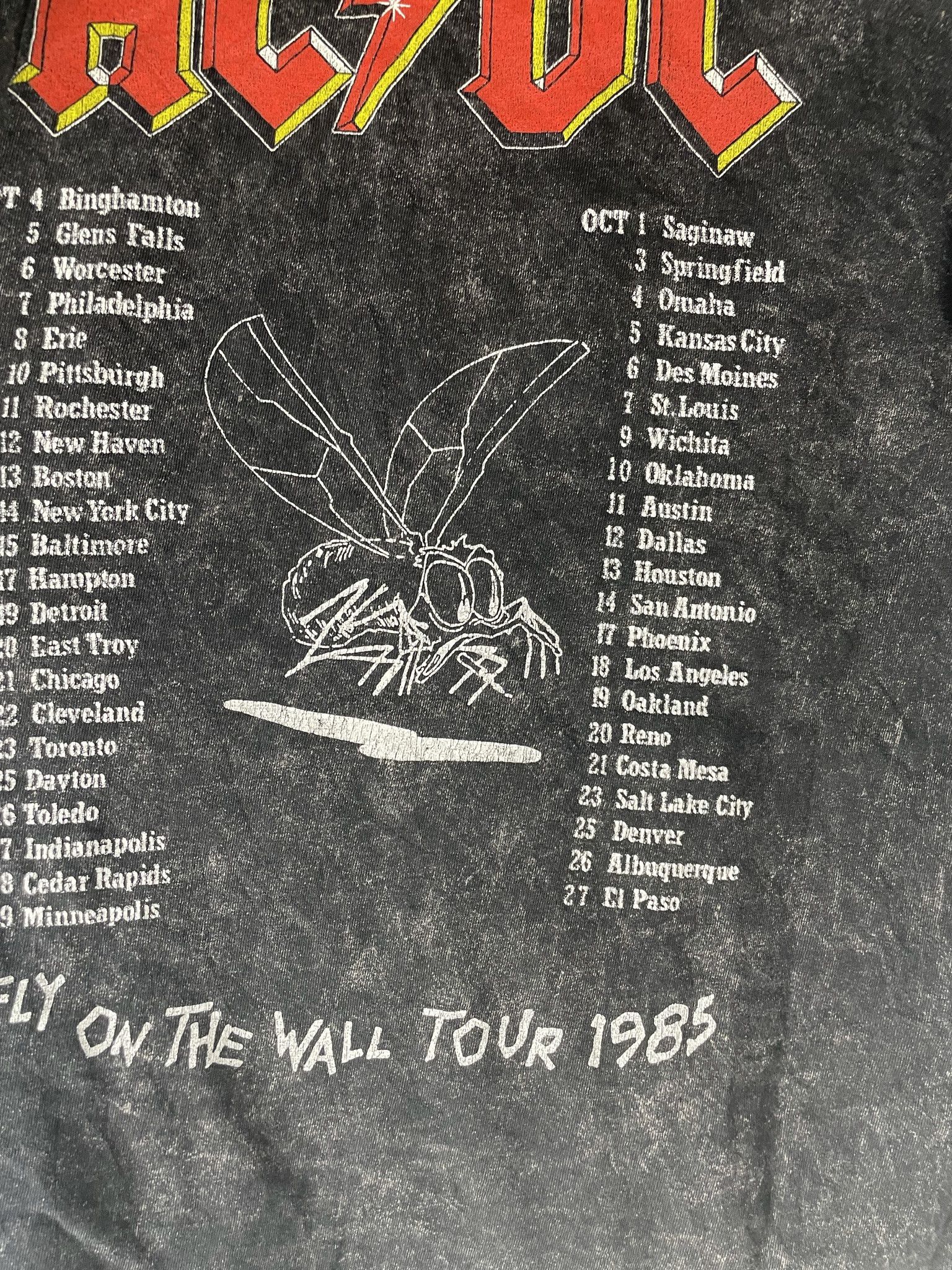 Ac/Dc 2018 ACDC Fly On The Wall Tour Black Faded Stained Band M | Grailed