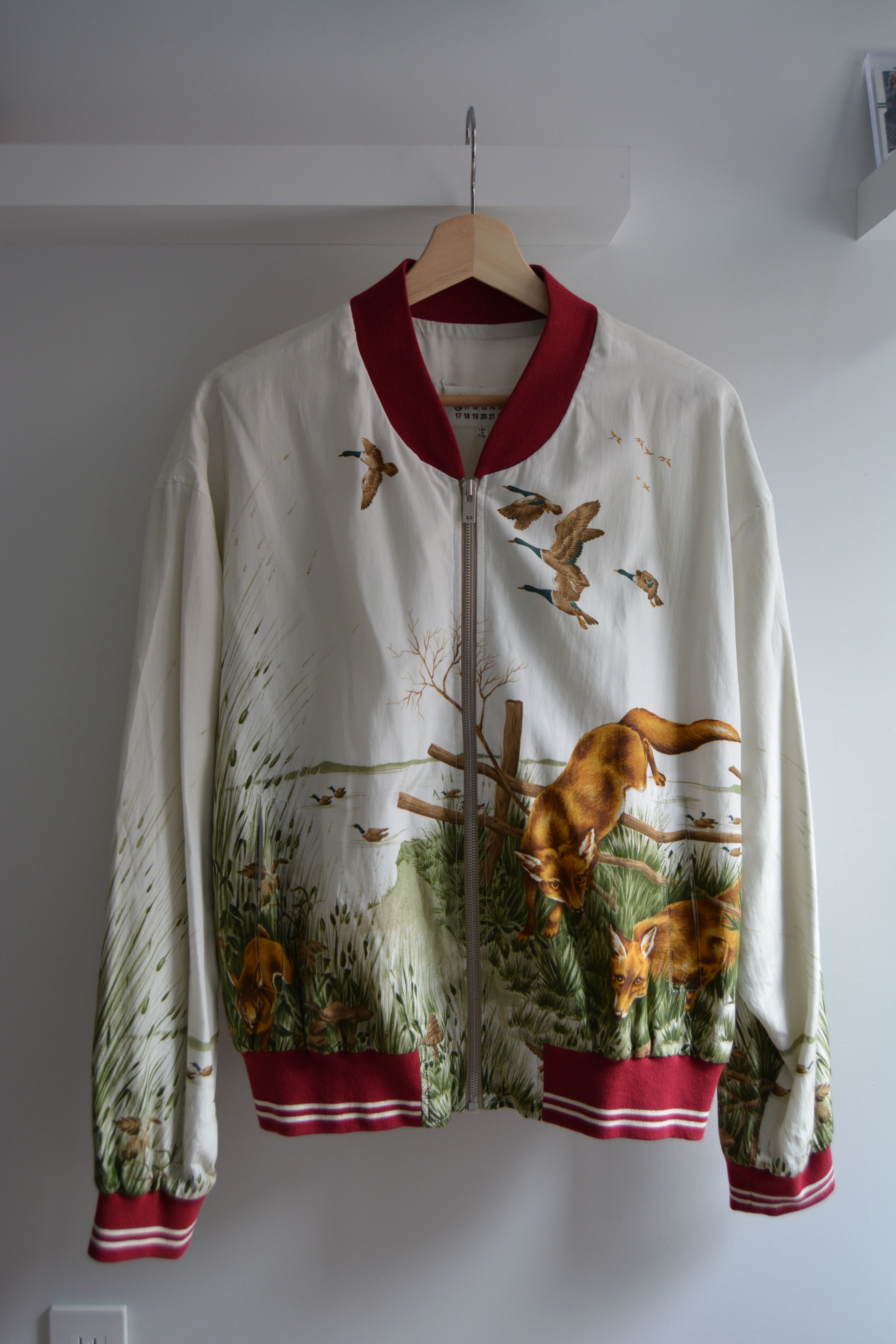 Maison Margiela New SS17 Fox Print Silk Bomber Size US S / EU 44-46 / 1 - 1 Thumbnail