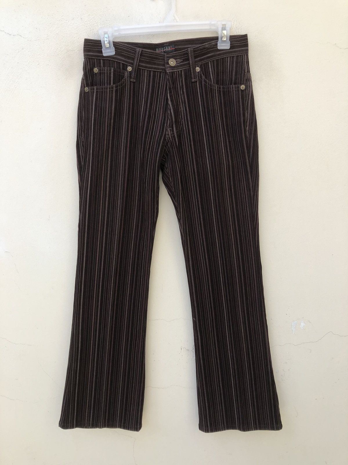 Morgan Homme Morgan Homme Japan Brown Striped Flare Pant Size US 29 - 1 Thumbnail