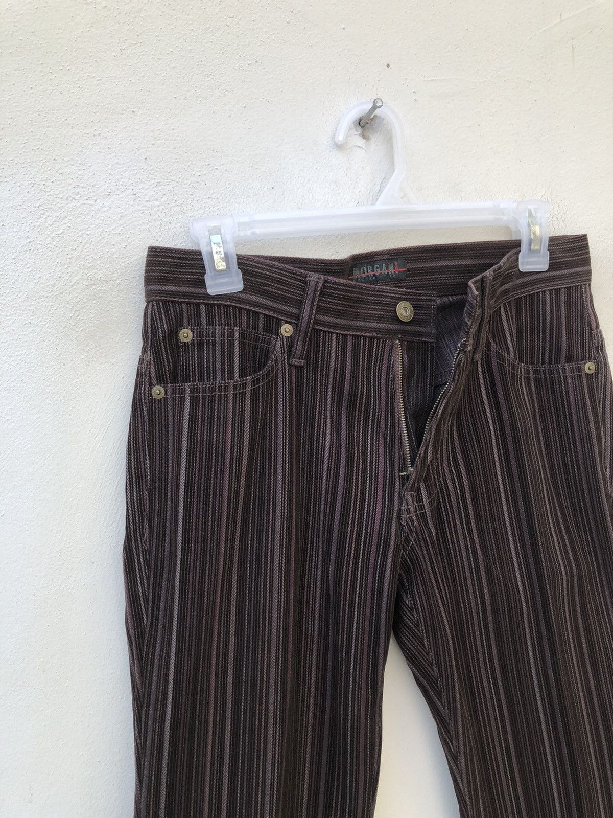 Morgan Homme Morgan Homme Japan Brown Striped Flare Pant Size US 29 - 5 Thumbnail