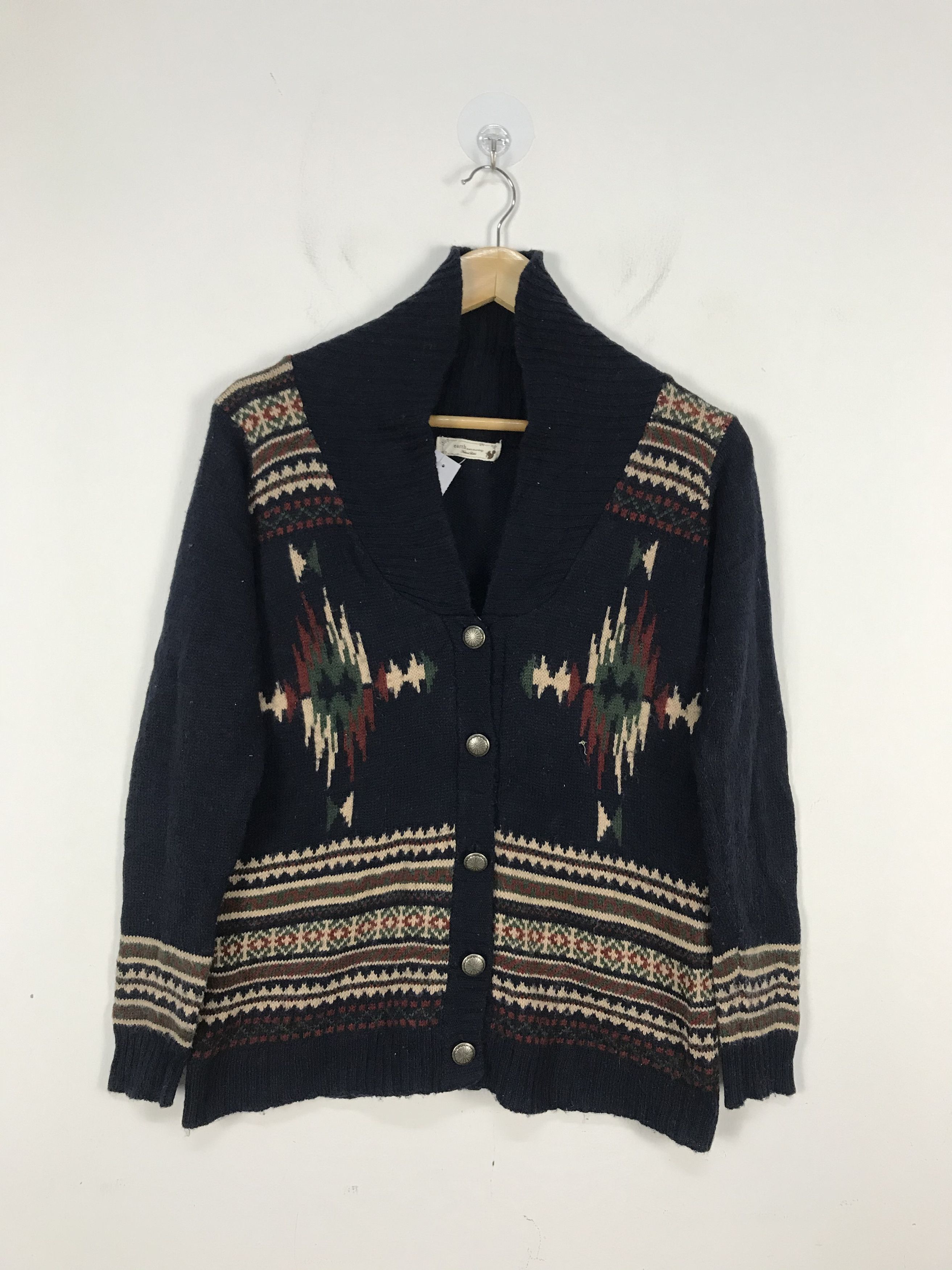 Earth Japan Native Shawl Collar Knit Cardigan #2648